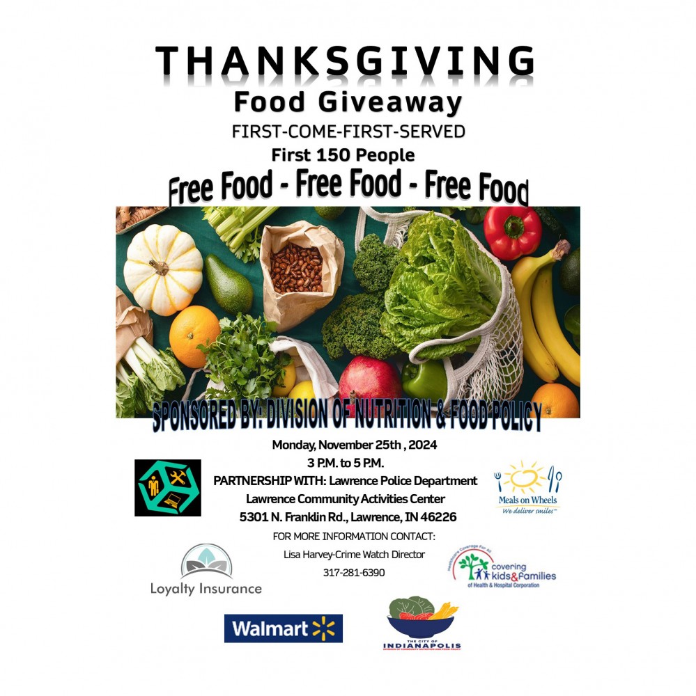 Thanksgiving Free Food Giveaway | City of Lawrence, Indiana